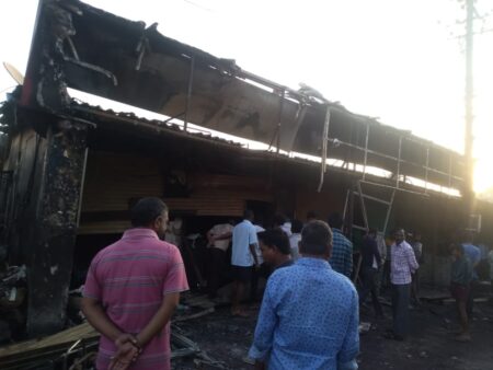 Five shops, two bikes gutted in fire at Birla