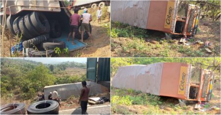 Truck falls into trench at Khaddem-Balli