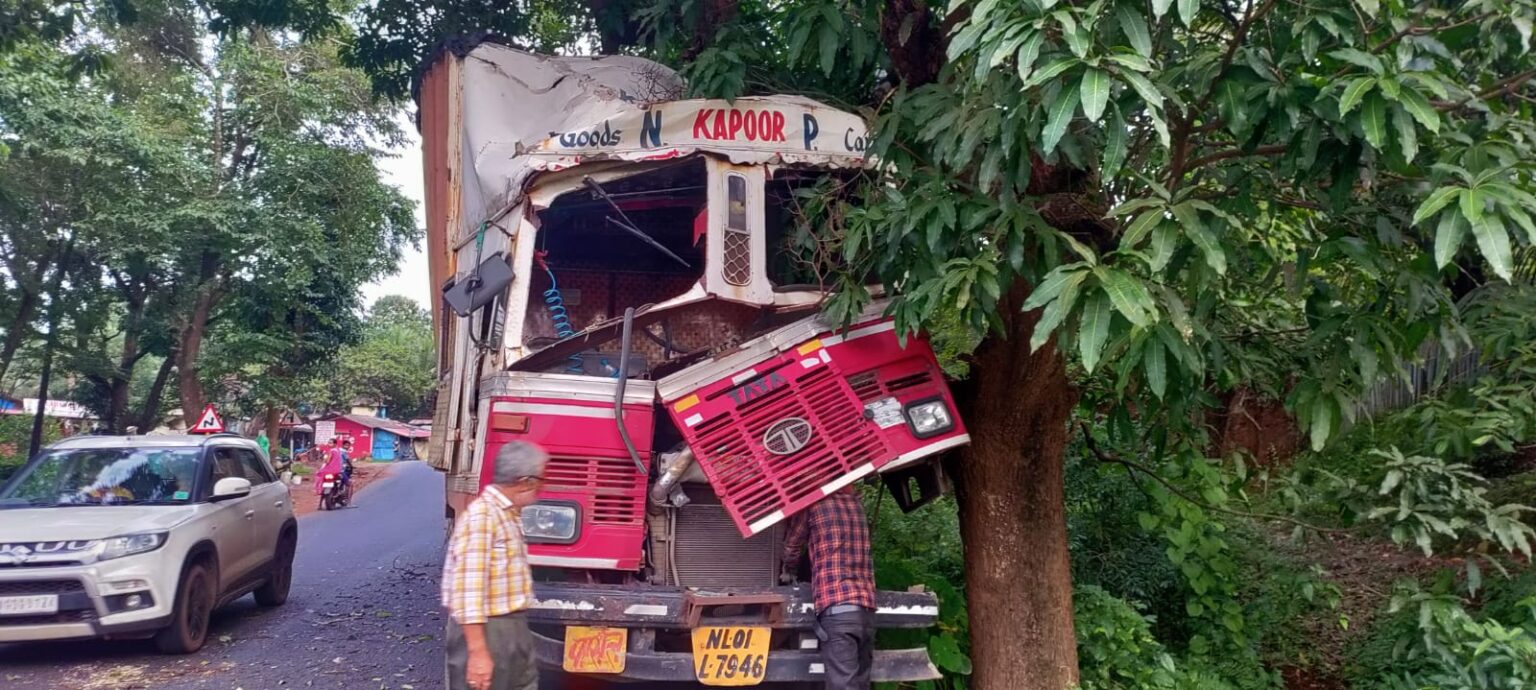 Drunk driver rams an Inter-State container truck onto a roadside tree at Gulem