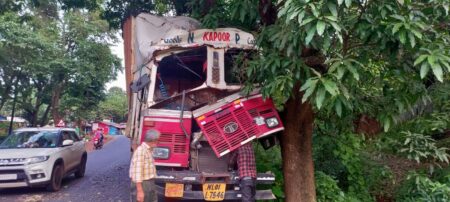 Drunk driver rams an Inter-State container truck onto a roadside tree at Gulem