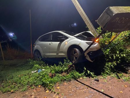 Car hits electric pole at Devabhaga, 5 youth escape unhurt