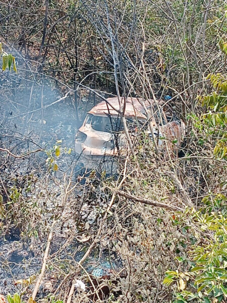 Parked car rolls down, hits rocks, goes up in flames at selfie-point near Khola beach