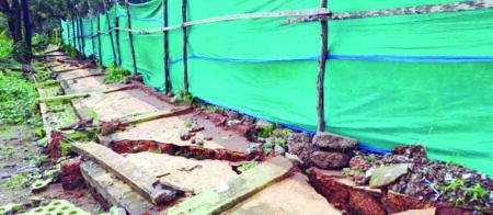 Agri-Nursery fence at Chaudi collapses amidst heavy rains