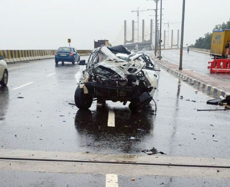 Major Accident Between Car, Tempo on New Zuari Bridge, No Injuries