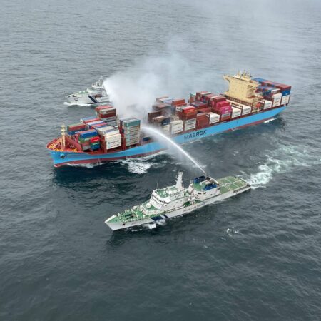 Progress of SAR/ Fire Fighting efforts onboard MV Maersk Frankfurt continue off New Mangalore