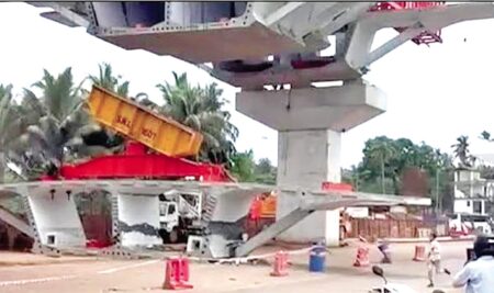 Under-construction flyover segment collapses at Guirim, 1 injured