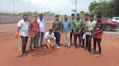 GPYC plants saplings in potholes to protest poor road conditions at Sancoale