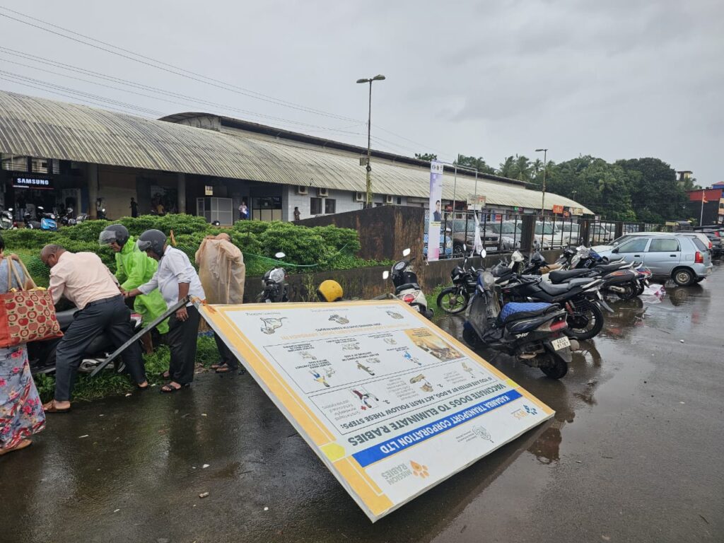 KTC Billboard Collapses on Parked Scooters Amid Rain in Canacona