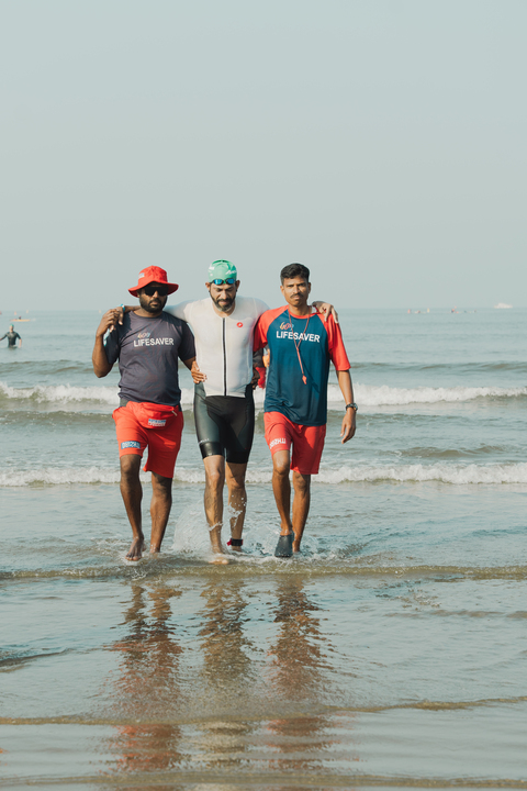 58 lifesavers & AI-powered robots from Drishti Marine oversaw triathlete safety at IRONMAN 70.3 Goa