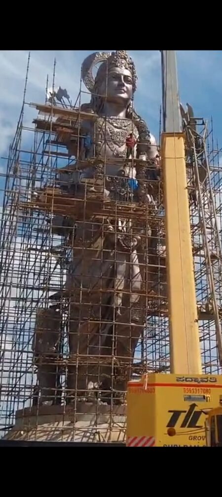 Installation of 77-ft Lord Rama Statue in Final Stage