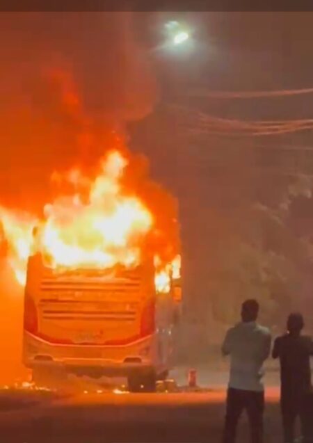 Tourist Bus Mysteriously Gutted in Late-Night Fire at Agonda