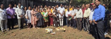 MLA Sankalp Amonkar lays foundation for retaining wall at Khapreshwar temple