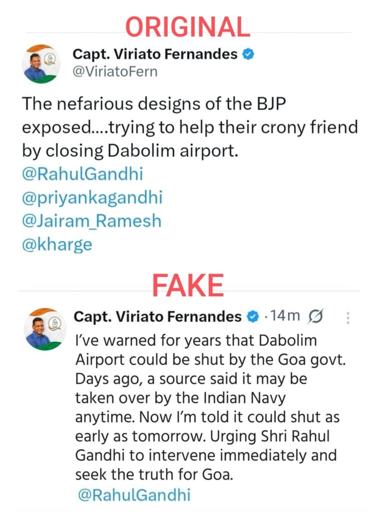 Fake Tweet Row Erupts Over Dabolim Airport Closure Claim