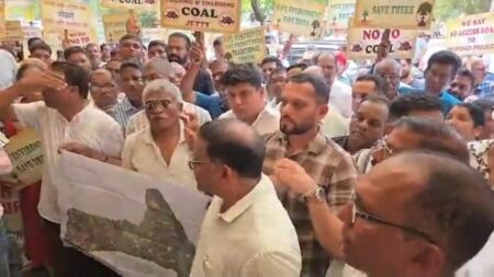 Villagers Storm GSPCB Office Against Proposed Coal Jetty In Curchorem