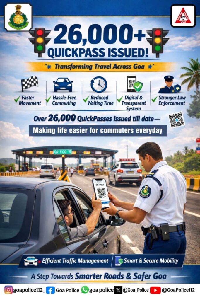 Over 26,000 QuickPasses Issued Across Goa, Says Goa Police