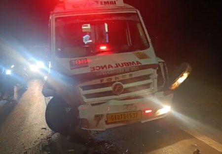 Ambulance Carrying Newborns Meets With Accident at Verna Bypass; no injuries reported