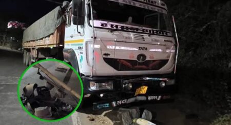 Truck driver booked after crashing into electricity pole at Chicalim