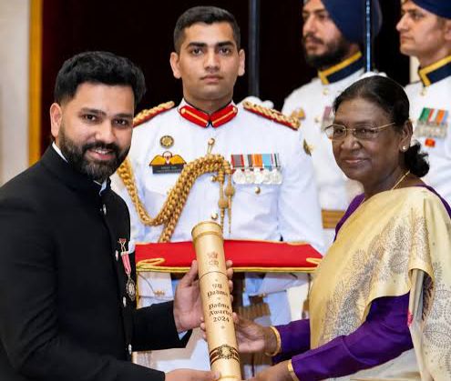 “Rohit Sharma, Vijay Amritraj And Savita Punia Honoured With Padma Awards By President Droupadi Murmu”