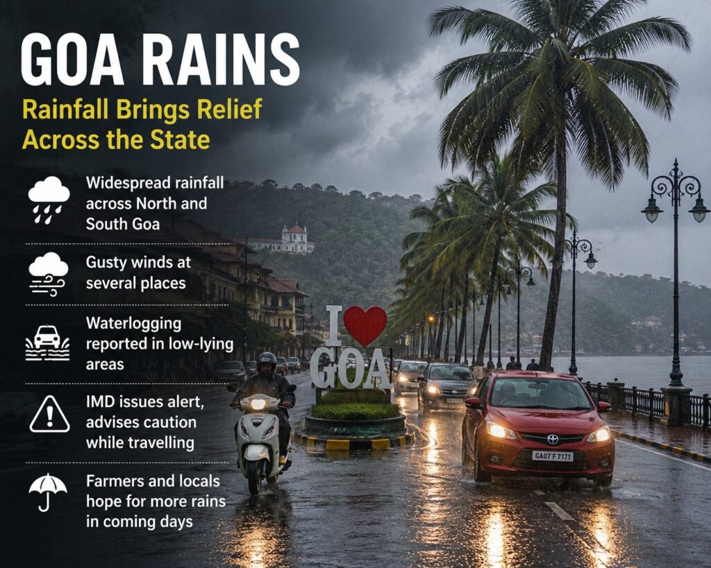 IMD Issues Nowcast Warning for Rain, Gusty Winds Across Goa
