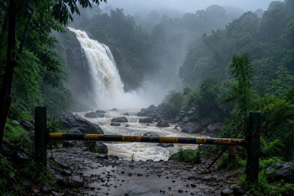 Karnataka Closes Waterfalls and Forest Trails Near Goa Amid Heavy Rainfall