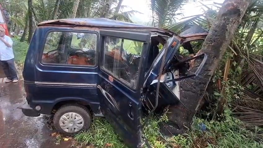 Speeding Car Crashes Into Coconut Tree At Velsao, Driver Seriously Injured