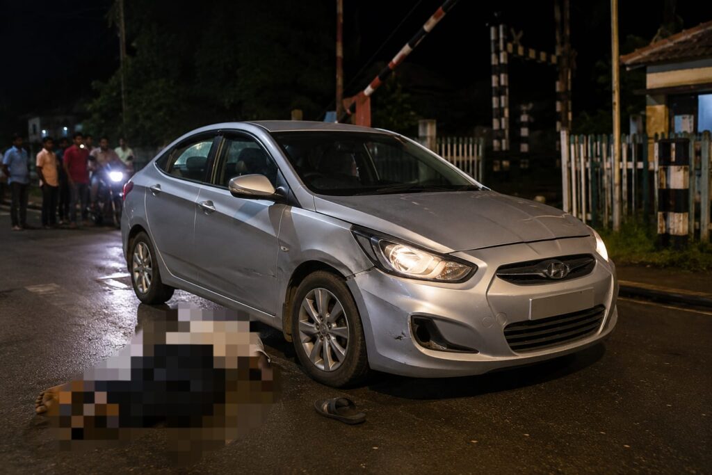 Pedestrian Injured After Car Hits Him Near Chandor Railway Gate
