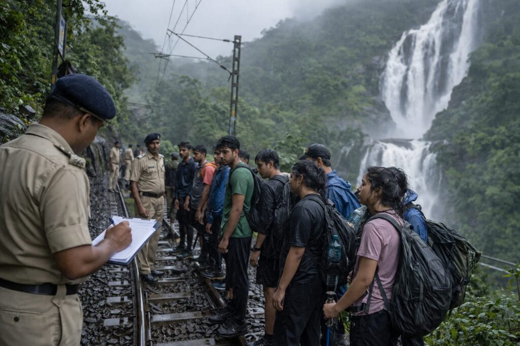 32 Tourists Fined For Illegal Dudhsagar Trek Along Railway Tracks