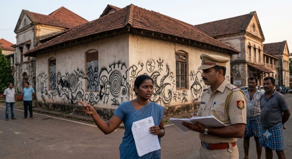 Graffiti Defaces Old Collectorate Building in Margao