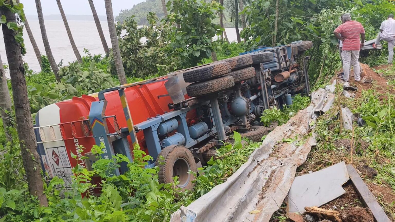 ATF Tanker Overturns On Mopa Airport Route, Major Disaster Averted