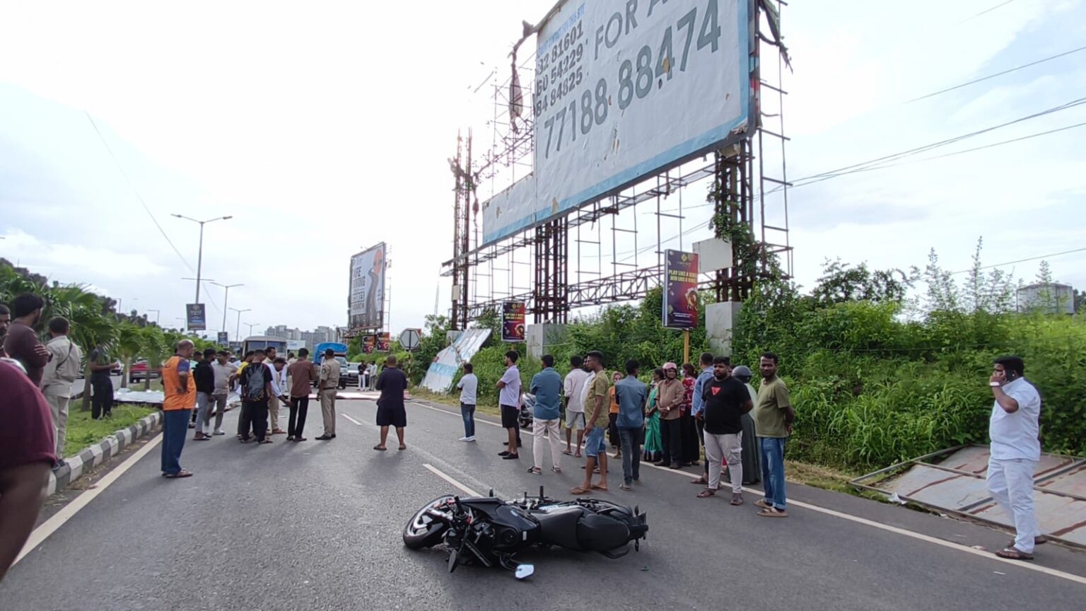 Motorist Injured After Hoarding Collapses Near Dabolim Airport