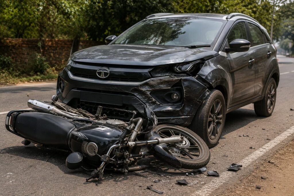 Car Hits Motorcycle In Quepem, Two Injured