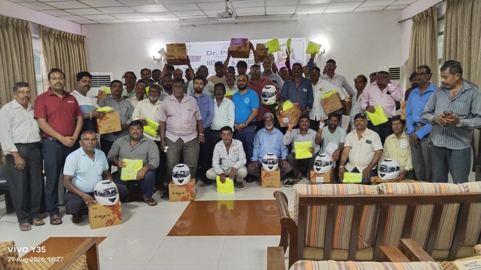 Adani Mormugao Port Terminal Distributes Raincoats And Helmets To Motorcycle Taxi Pilots