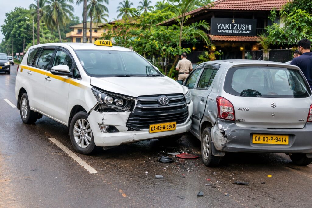 Taxi Driver Booked After Collision In Sangolda