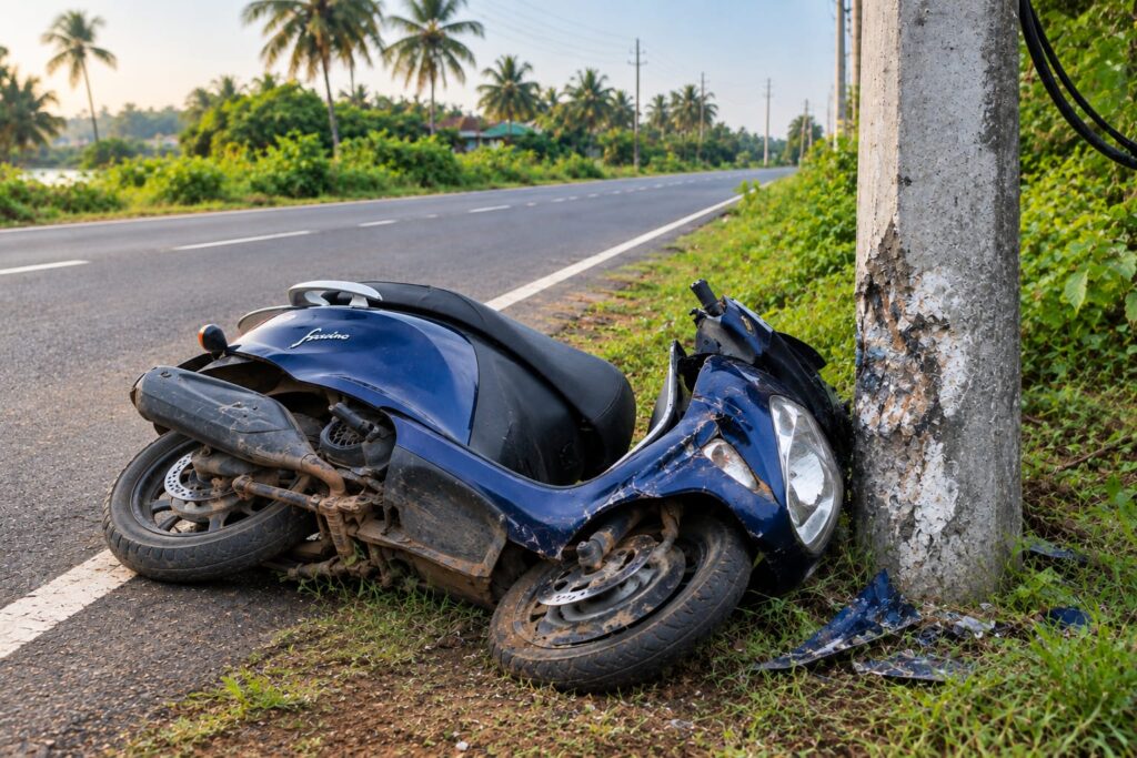 Silvassa man dies after scooter crashes into electricity pole in Morjim
