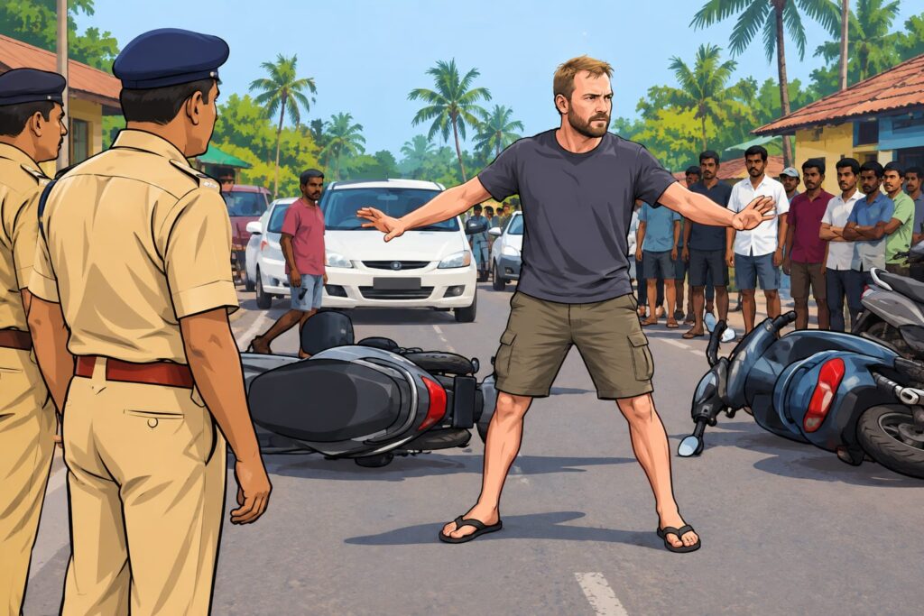 Russian National Booked After Allegedly Blocking Road, Damaging Two-Wheelers In Morjim