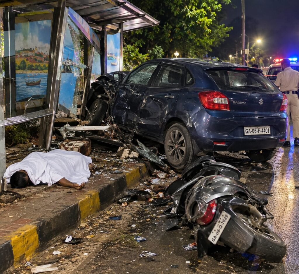 Man dies after car rams into Panaji market bus stop