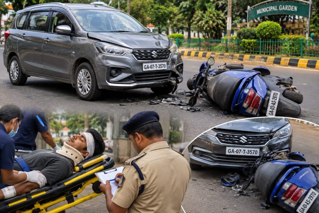 Car-Scooter Collision Near Campal Municipal Garden Leaves 22-Year-Old Seriously Injured