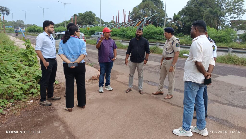 Joint inspection at Bambolim to plan traffic diversion for foot overbridge erection