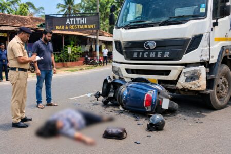 Woman grievously injured in truck-scooter collision at Arlem